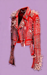 Women Red Spiked Jacket, Red Studded Leather Jacket, Women Spiked Steam Punk Jacket Gothic, Rockers Studded Jacket